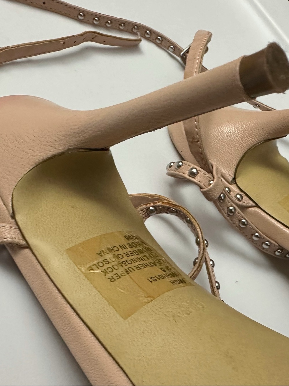 Steve Madden Leather Nude Blush Pink Studded Strappy Heels Chic Y2K - Picture 7 of 11